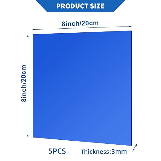 5 Pcs 8 x8 Inch Blue Acrylic Mirror Sheet, 1/8 Inch Thick Opaque Glossy Mirror - Image 4