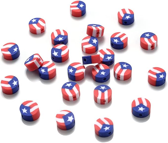 100pcs Flag Clay Beads for Jewelry Making, Polymer Clay Spacer Beads for DIY - Image 6