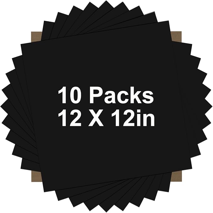 HTVRONT Black HTV Heat Transfer Vinyl Bundle: 10 Pack 12"x12" Iron on Vinyl | by HTVRONT