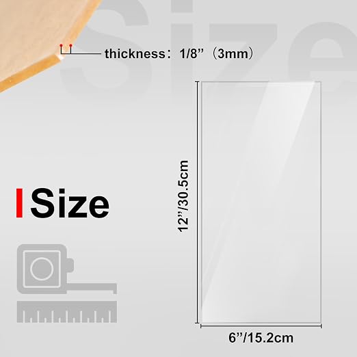 KINLINK 6x12 Plexiglass Sheets 1/8 inch Thick, 3mm Clear Cast Acrylic Sheet - Image 2