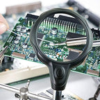 Helping Hands Magnifying Glass Soldering Station, LED Lighted 3.5X 12X Magnifier - Image 6