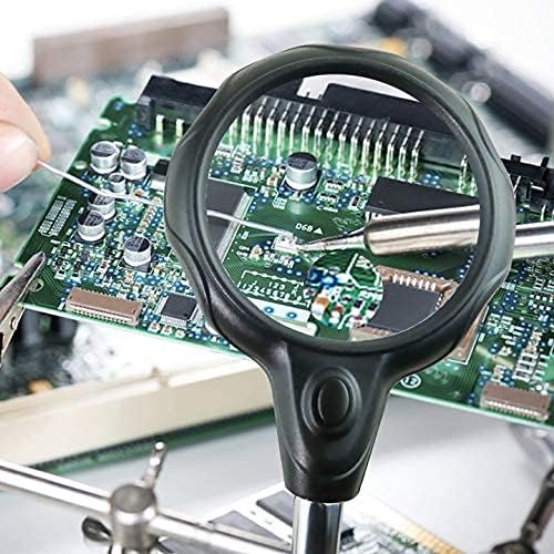 Helping Hands Magnifying Glass Soldering Station, LED Lighted 3.5X 12X Magnifier - Image 6
