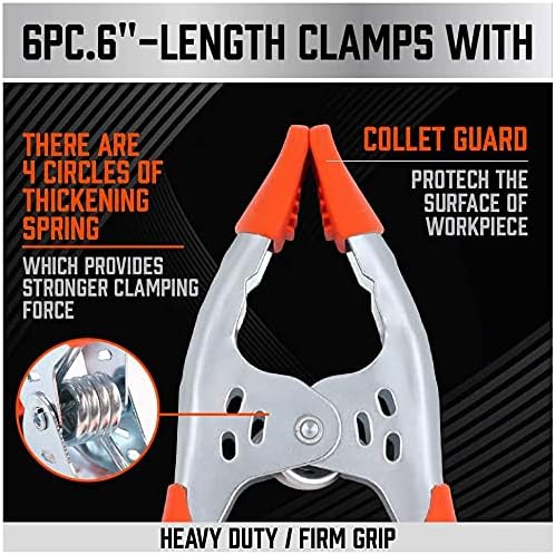 HORUSDY 12-Pack 6 Inch Spring Clamps, Heavy Duty Metal Clamp Set - Image 4