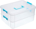 BTSKY 2 Layer Stack & Carry Box, Plastic Multipurpose Portable Storage by BTSKY