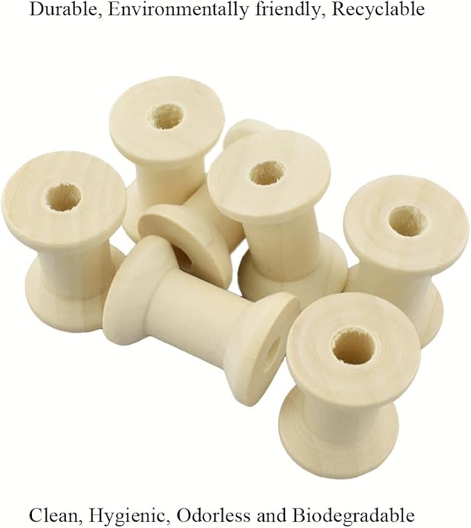 HAHIYO 1.2Inch/3cm 25PCs Natural Wood Spool Unfinished Wooden Thread Spool - Image 3