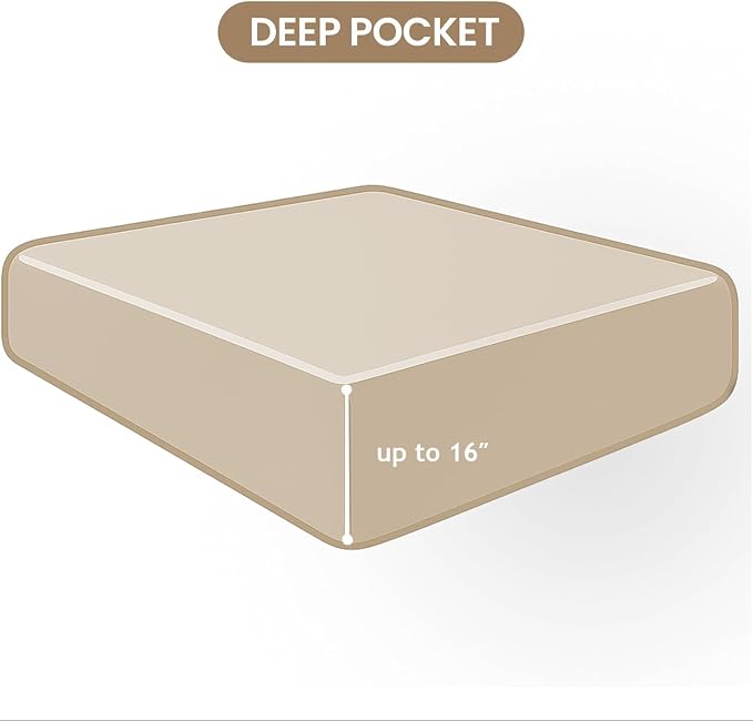 ROSE&RISY Khaki King Fitted Sheet, Soft and Breathable - Image 6