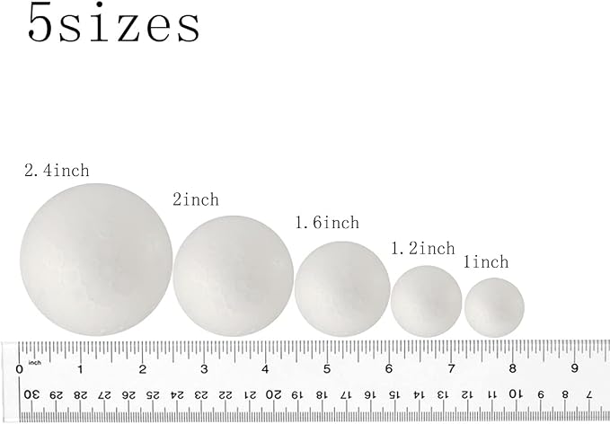 50 Pack Craft Foam Balls, 5 Sizes, Foam Balls - Image 3