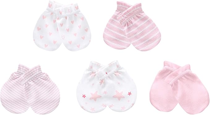 Baby Hat and Mittens Set Newborn Baby Hats Caps for Baby Boys Girls 0-6 Months 100% Cotton