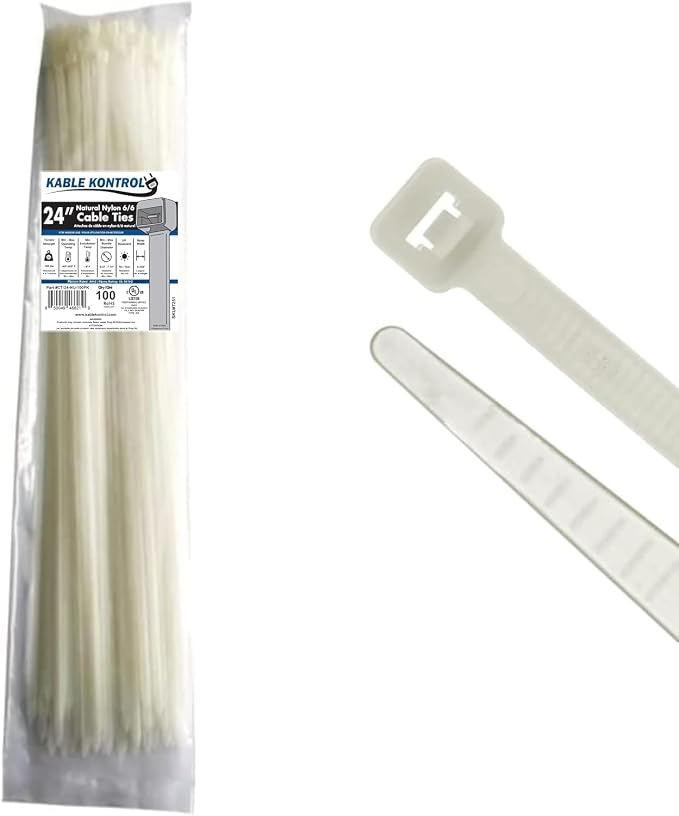 Kable Kontrol Heavy Duty Cable Zip Ties 100 Pcs 24 Inch, Natural White by KABLEKONTROL%C2%AE