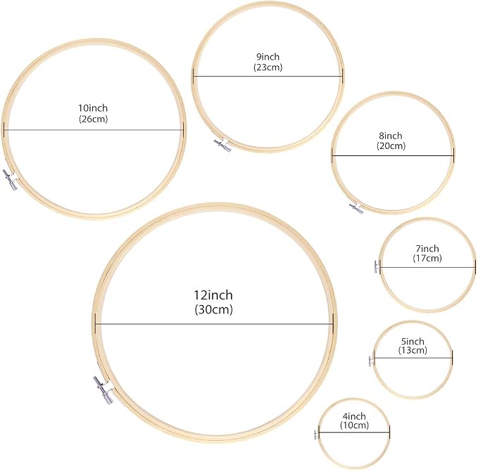 Caydo 7 Pieces 7 Sizes Embroidery Hoops Set 4 inch to 12 inch Circle Cross - Image 2
