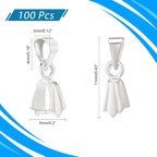 PH PandaHall 100pcs Pendant Chain Connector Silver Brass Pinch Bails Pinch Clip - Image 2