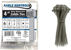 Kable Kontrol Gray Zip Ties 4 Inch 100 Pcs, 18 Lbs Tensile Strength, by KABLEKONTROL%C2%AE