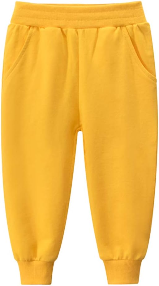HUAER& Baby Boy's Jogger Pants Dinosaur Car Animal Print Drawstring Elastic Sweatpants 2-Pack