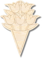 Unfinished Wood Etched Flower Bouquet Shape | Paint By Line Crafts | up to 30" by 24HourCrafts