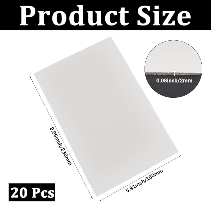 20Pcs 6x9 Inch 2MM Thick White Foam Paper Sheets Rectangle 3D High Density - Image 2