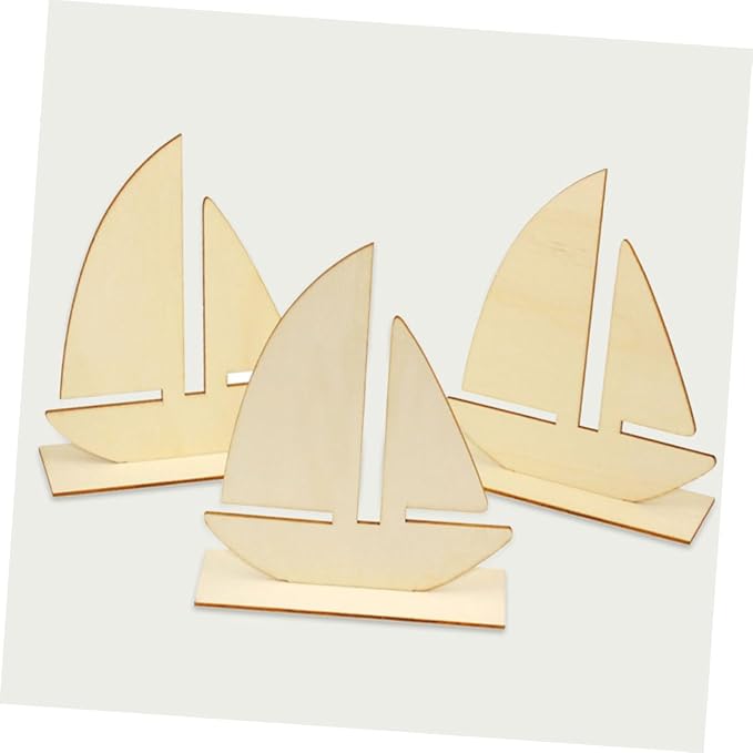 Lurrose 12pcs Wood Painting Toys Painting Clay Base Unfinished Wooden Craft - Image 3