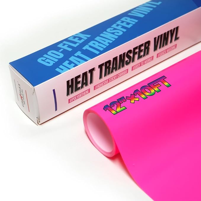 PU Heat Transfer Vinyl 12"×10ft Roll Neon Pink – HTV by GIO-FLEXHTVFashionMask