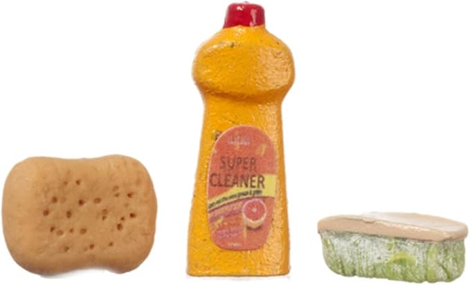 Dollhouse Miniature Set of 3 Cleaning Supplies by Melody+Jane+Dolls+Houses