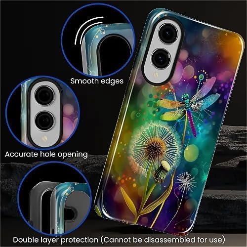 for Samsung Galaxy S25 Edge Case, Dragonfly Dandelion Colorful Pattern Glossy 2 - Image 5