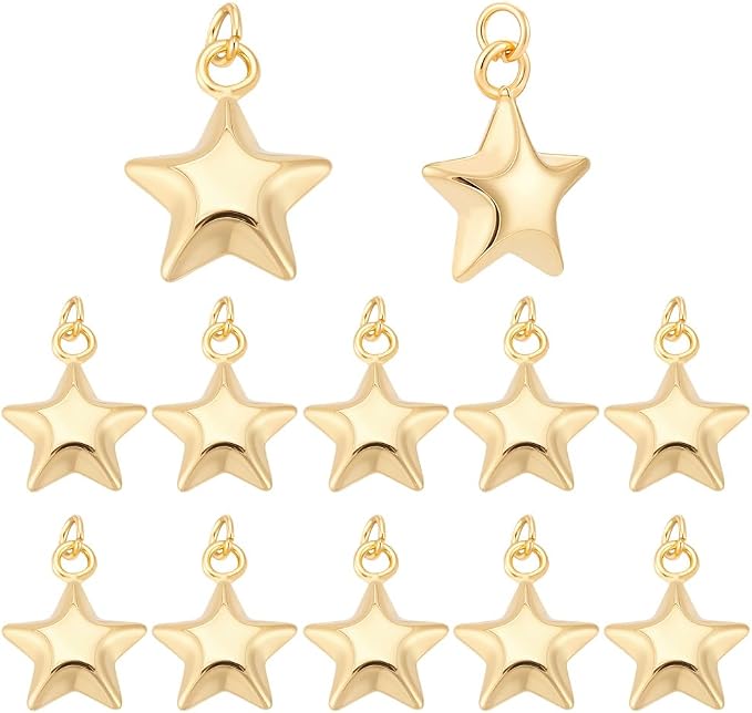 Beebeecraft 1 Box 12Pcs Star Charms by Beebeecraft