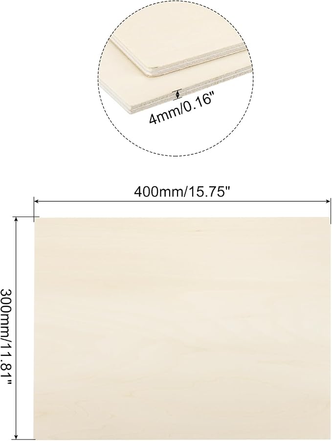 MECCANIXITY 3pcs Basswood Sheets 12 x 16 x 5/32 Inch Unfinished Wood Boards - Image 2