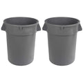 Amazon Basics Heavy Duty Durable Round Trash Can, Grey, 32 gallon (Pack of 2)