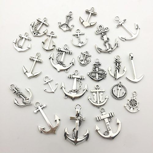 iloveDIYbeads 100g Craft Supplies Antique Silver Ship Wheel Anchor Charms - Image 6
