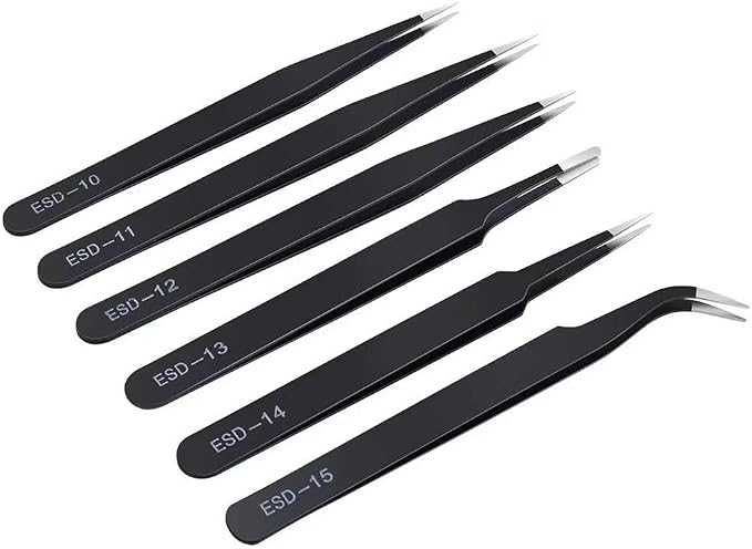 6PCS Precision Tweezers Set, Upgraded Anti-Static Stainless Steel Curved of by Unknown