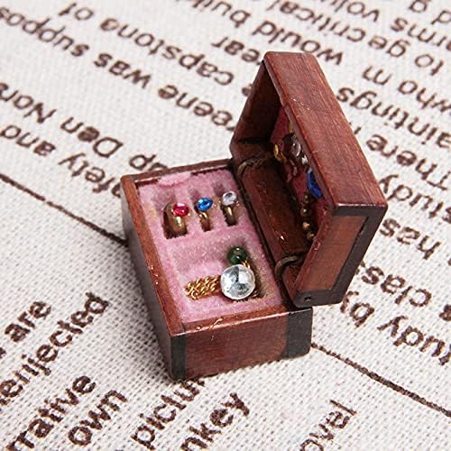 Acxico 1Pcs 1:12 Mini Miniature Wooden Jewelry Box Bedroom Accessories Mini - Image 4