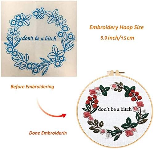 Louise Maelys Cross Stitch Kit Full Range DIY Floral Wreath - Image 3