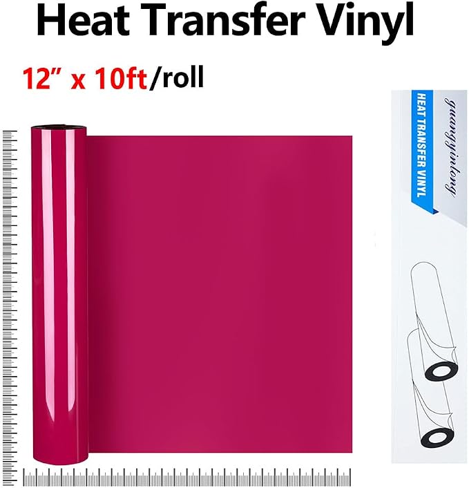 guangyintong Heat Transfer Vinyl Rose Red HTV Rolls, Matte Surface PU Material - Image 2
