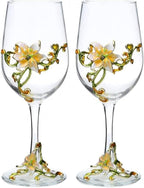 Simcat Handmade Painted Enamel Flower Glass Wine Glasses Transparent Refined by Simcat