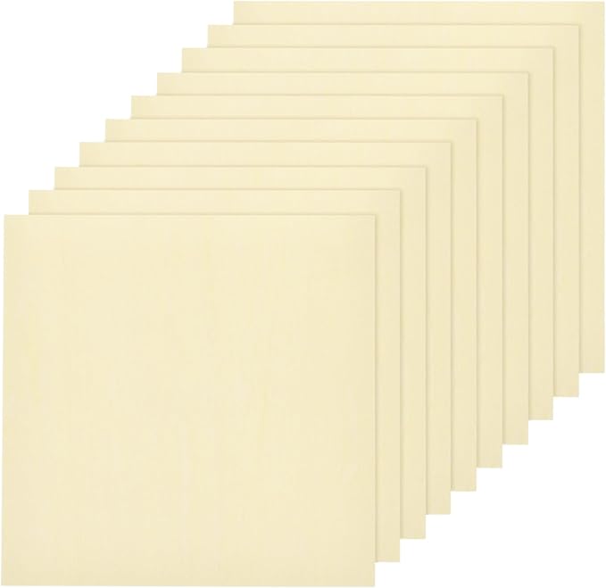 MECCANIXITY 10pcs Basswood Sheet 4 x 4 x 5/16 Inch Unfinished Wood Boards by MECCANIXITY