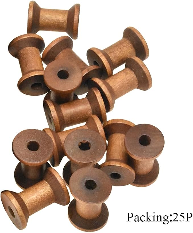 HAHIYO 1.2Inch/3cm 25PCs Light Brown Color Wood Spool - Image 5