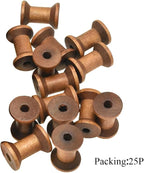 HAHIYO 1.2Inch/3cm 25PCs Light Brown Color Wood Spool - Image 5