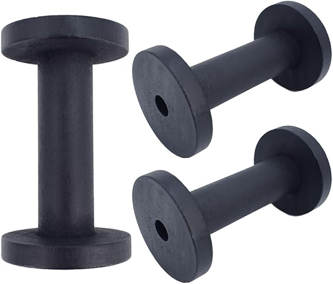 HAHIYO 3.35Inch/8.5cm 3PCs Black Wood Spool Natural Unfinished Wooden Thread by HAHIYO
