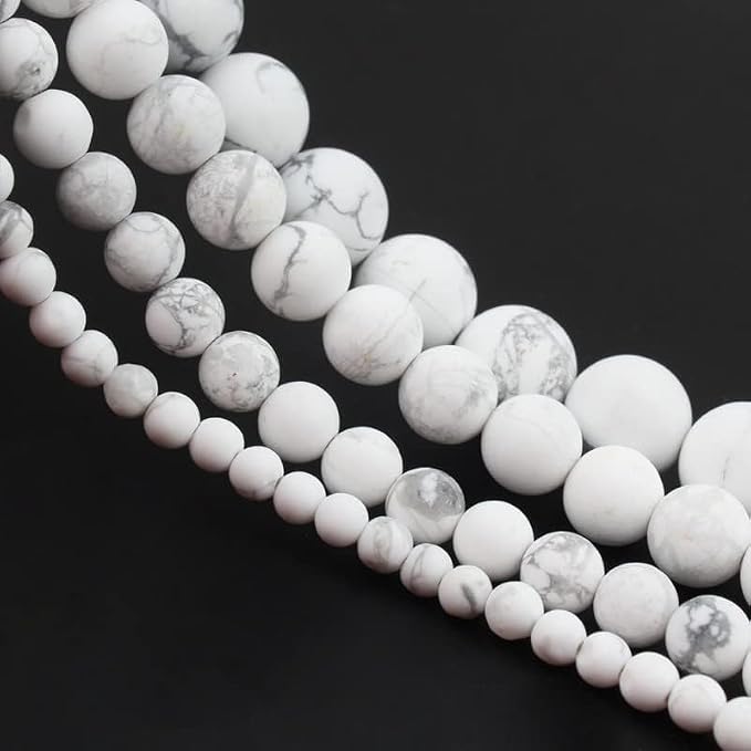 8mm Matte White Howlite Bead, 15-Inch Matte Round Loose Stone Beads - Image 6