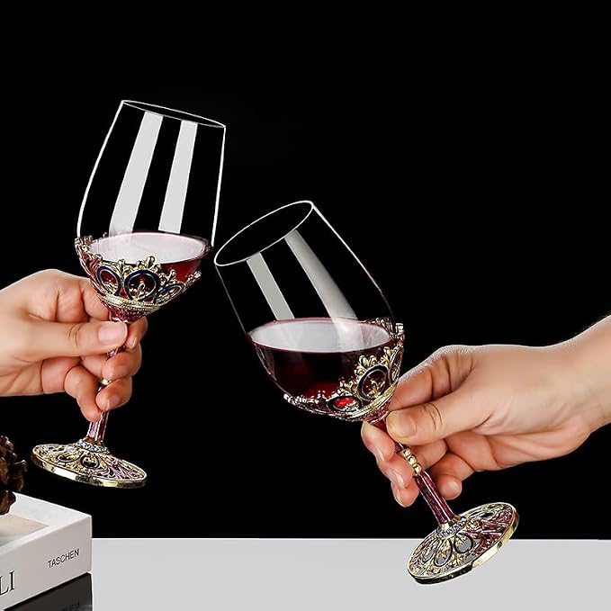 Simcat Handmade Painted Enamel Flower Glass Wine Glasses Transparent Refined - Image 4