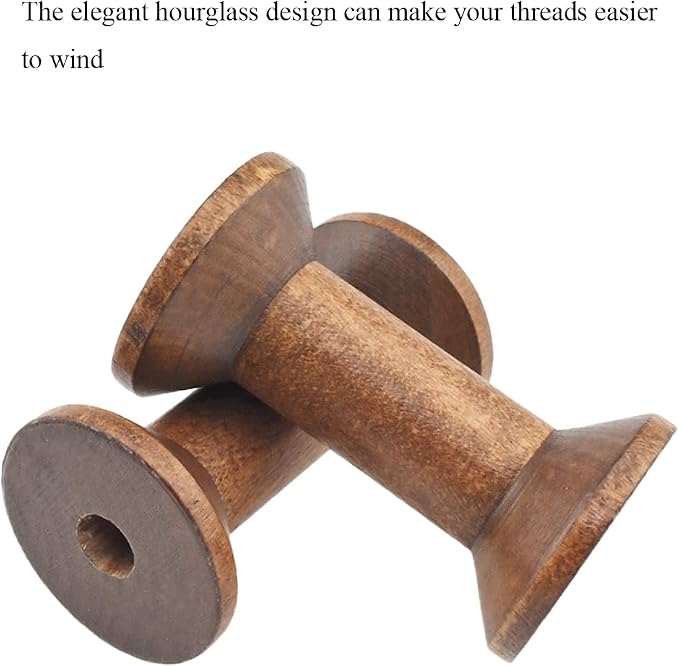 HAHIYO 2.36Inch/6cm 4PCs Light Brown Color Wood Spool - Image 6