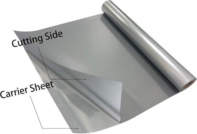 FUNKAKA Heat Transfer Vinyl Reflective Dark Gray HTV Roll, Reflective HTV Vinyl - Image 3