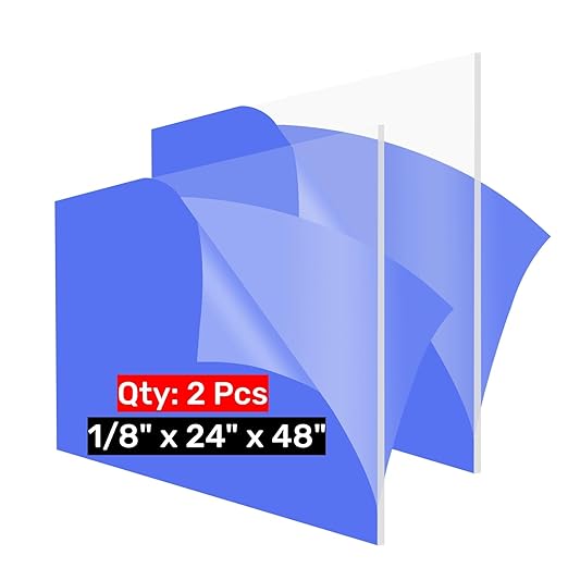 2 Pack 24x48 Plexiglass Sheets, 1/8 inch Thick Clear 24x48 Acrylic Plexiglass by GETWANT