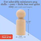 Wood Peg Dolls, 2-3/8 Inch Dad Shape Wooden Peg People, Strong Birch Wooden - Image 4