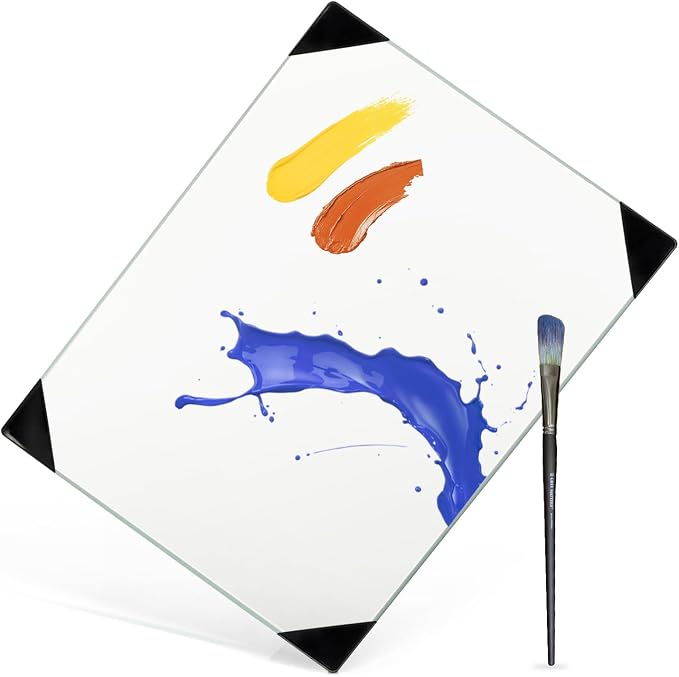 Glass Palette for Oil Painting, 16 x 12 Inches, Ultra Clear, Watercolor by QUEENLINK