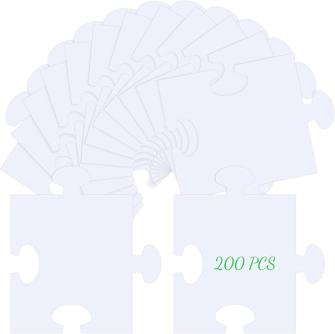 Glenmal 100 Pcs Large White Blank Puzzle Pieces Oversize White Blank Papers by Glenmal