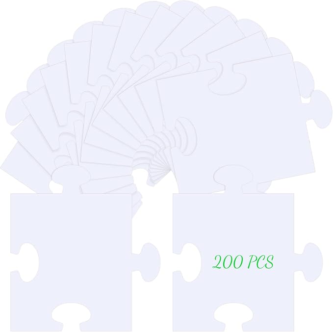 Glenmal 200 Pcs Large Blank Puzzle Pieces Oversize Blank Papers Puzzle Pieces by Glenmal