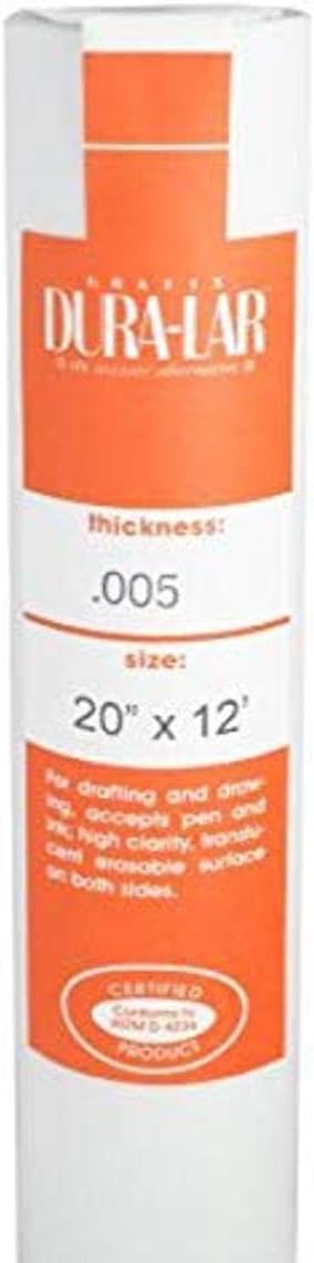 Grafix Dura-Lar 0.005" Film, Translucent 20" x12', Economical Alternative to by Grafix
