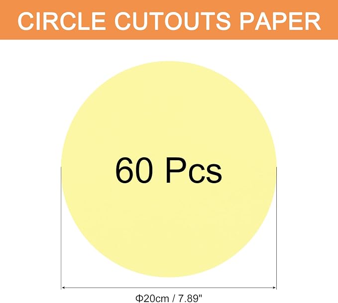 MECCANIXITY 60 PCS Light Yellow Circle Cutouts Paper, 8 Inch Round Cutouts - Image 2