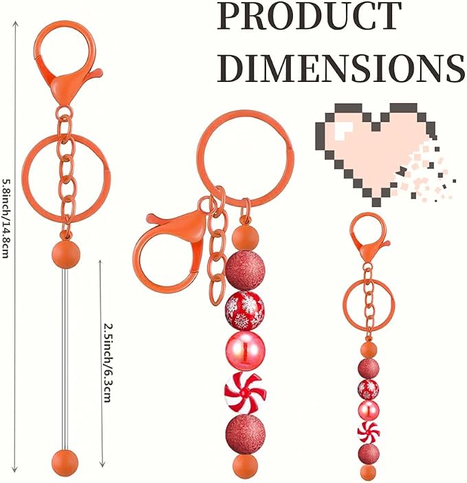 6Pcs Beadable Keychain Bars Blanks Bead Keychain Bar Metal Beaded Keychains - Image 2