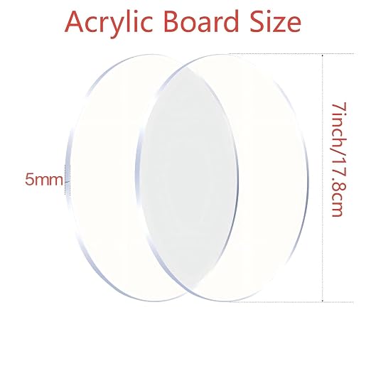 2pcs Clear Round Sheet Acrylic Circle Cake Disk Acrylic Sheets 7 in | Table Top - Image 2