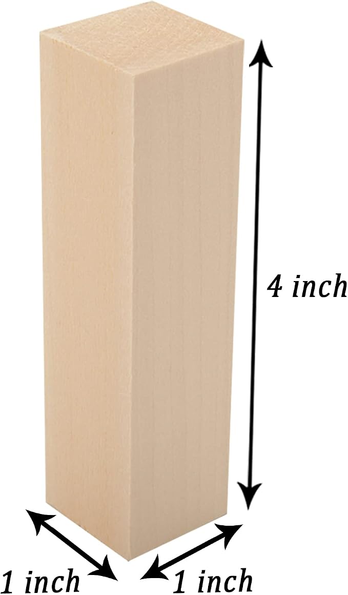 12 Pack Unfinished Basswood Carving Blocks Kit, Rectangular Wooden Blocks - Image 2